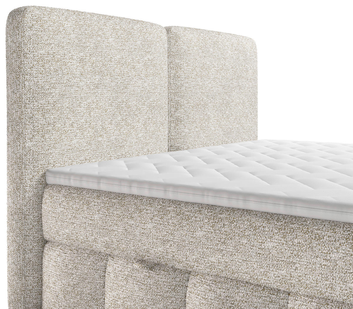 BOXBETT 160/200 cm,  in Creme, Bettkasten, Topper, Matratzen, H3 = fest  - Creme/Schwarz, KONVENTIONELL, Kunststoff/Textil (160/200cm) - Carryhome