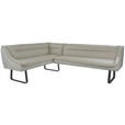 ECKBANK 178/237 cm Struktur Echtleder Schwarz, Beige   - Beige/Schwarz, Design, Leder/Textil (178/237cm) - Novel