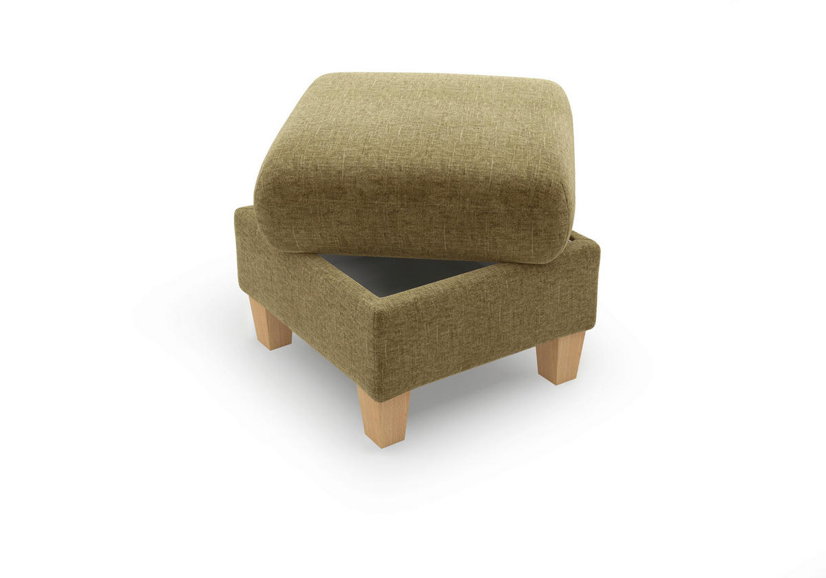 HOCKER GLENDALE E Flachgewebe Olivgrün  - Eichefarben/Olivgrün, KONVENTIONELL, Holz/Textil (58/48/58cm) - Sit & More