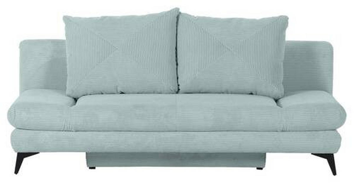 SCHLAFSOFA Cord Mintgrün  - Schwarz/Mintgrün, KONVENTIONELL, Textil/Metall (200/78/95cm) - home24