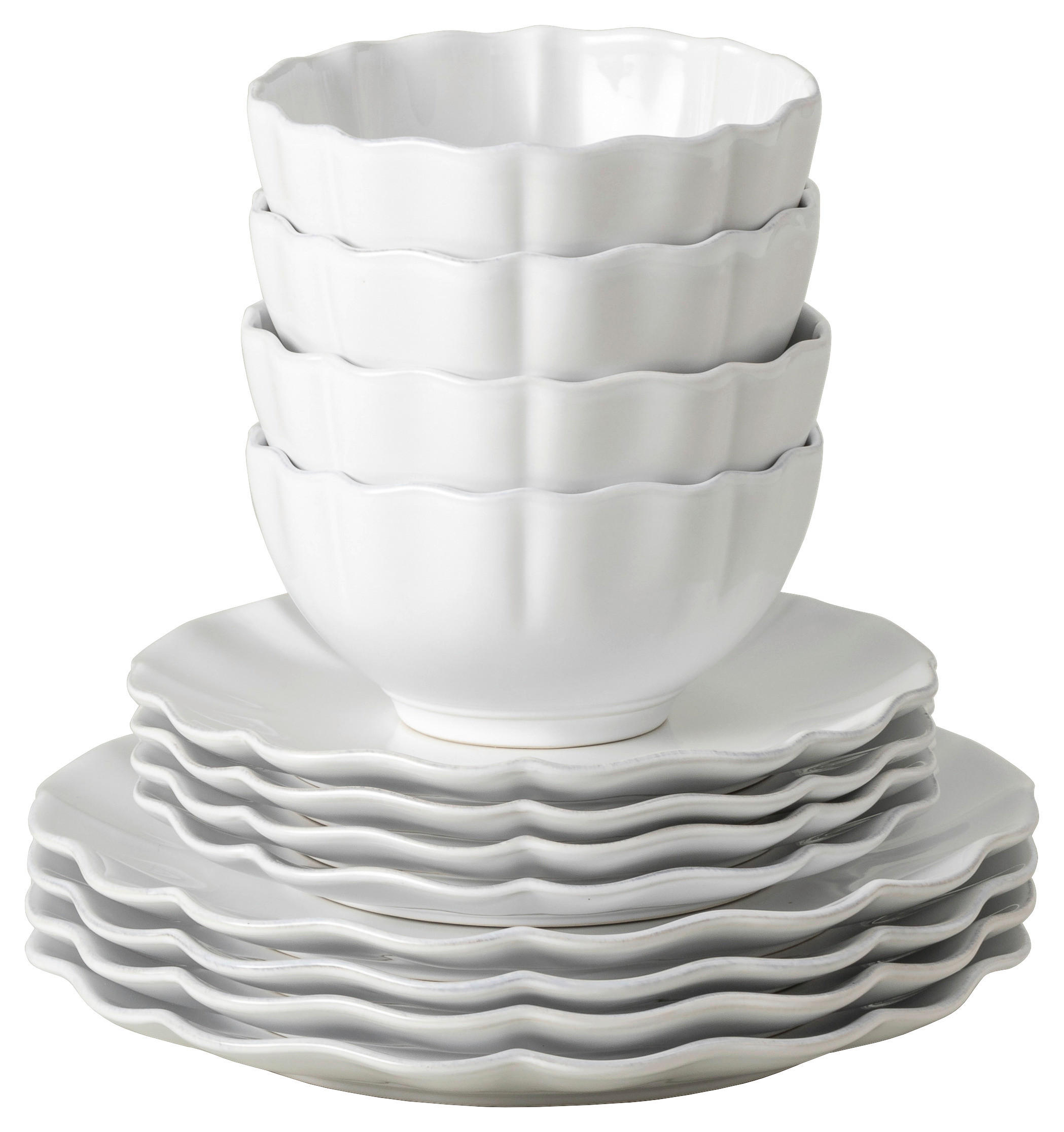 KOMBISERVICE Weiß ROSA 12-teilig 4 Personen  - Weiß, Basics, Keramik - Costa Nova