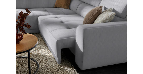 ECKSOFA in Feincord Hellgrau 205/284 cm - Hellgrau/Schwarz, Design, Kunststoff/Textil (205/284cm) - Xora