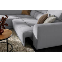 ECKSOFA in Feincord Hellgrau  205/284 cm  - Hellgrau/Schwarz, Design, Kunststoff/Textil (205/284cm) - Xora