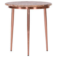 BEISTELLTISCH 53/53/60 cm Braun, Kupferfarben rund  - Braun/Kupferfarben, Design, Stein/Metall (53/53/60cm)