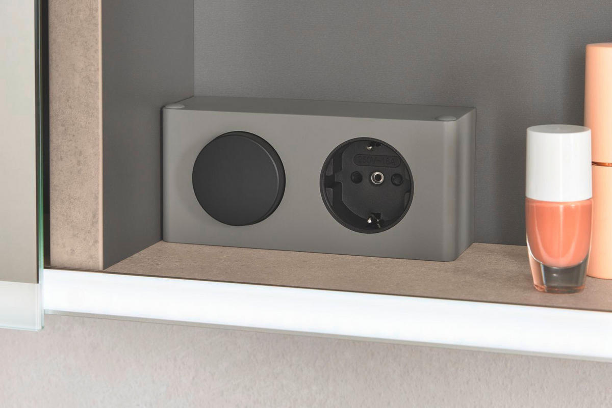 BADEZIMMER 4-teilig  in 82,2 cm  - Chromfarben/Hellbraun, Basics, Glas/Keramik (82,2cm)