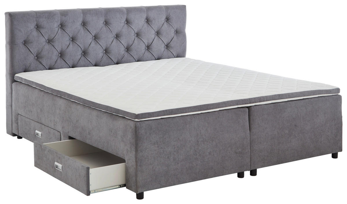 BOXBETT 180/200 cm  in Grau  - Grau, MODERN, Kunststoff/Textil (180/200cm) - MID.YOU