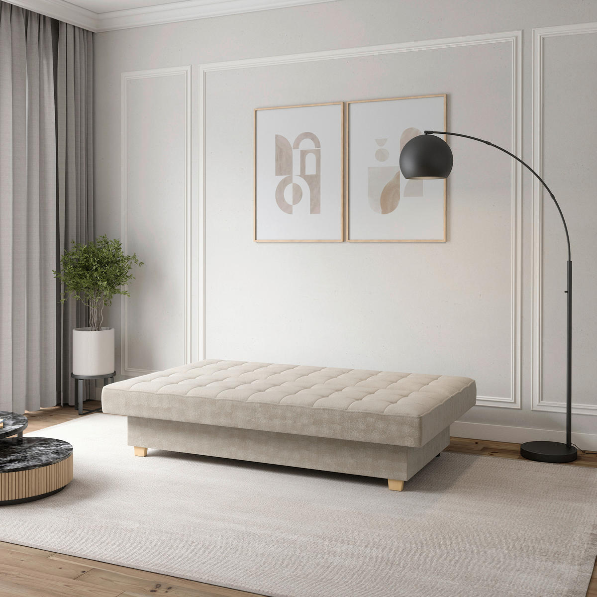 SCHLAFSOFA Creme  - Creme, Design, Holzwerkstoff/Kunststoff (192/92/95cm) - MID.YOU