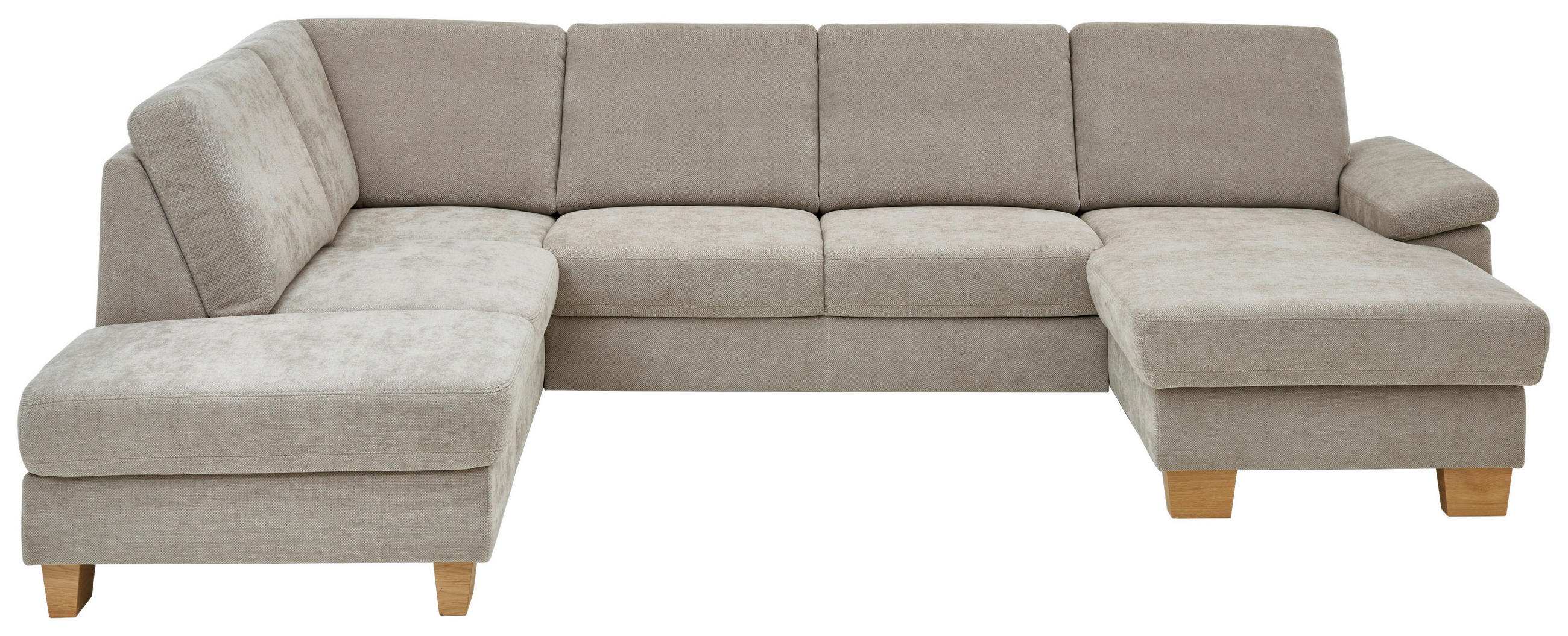 WOHNLANDSCHAFT Beldomo System in Flachgewebe Beige  - Eichefarben/Beige, KONVENTIONELL, Holz/Textil (235/316/167cm) - Beldomo System