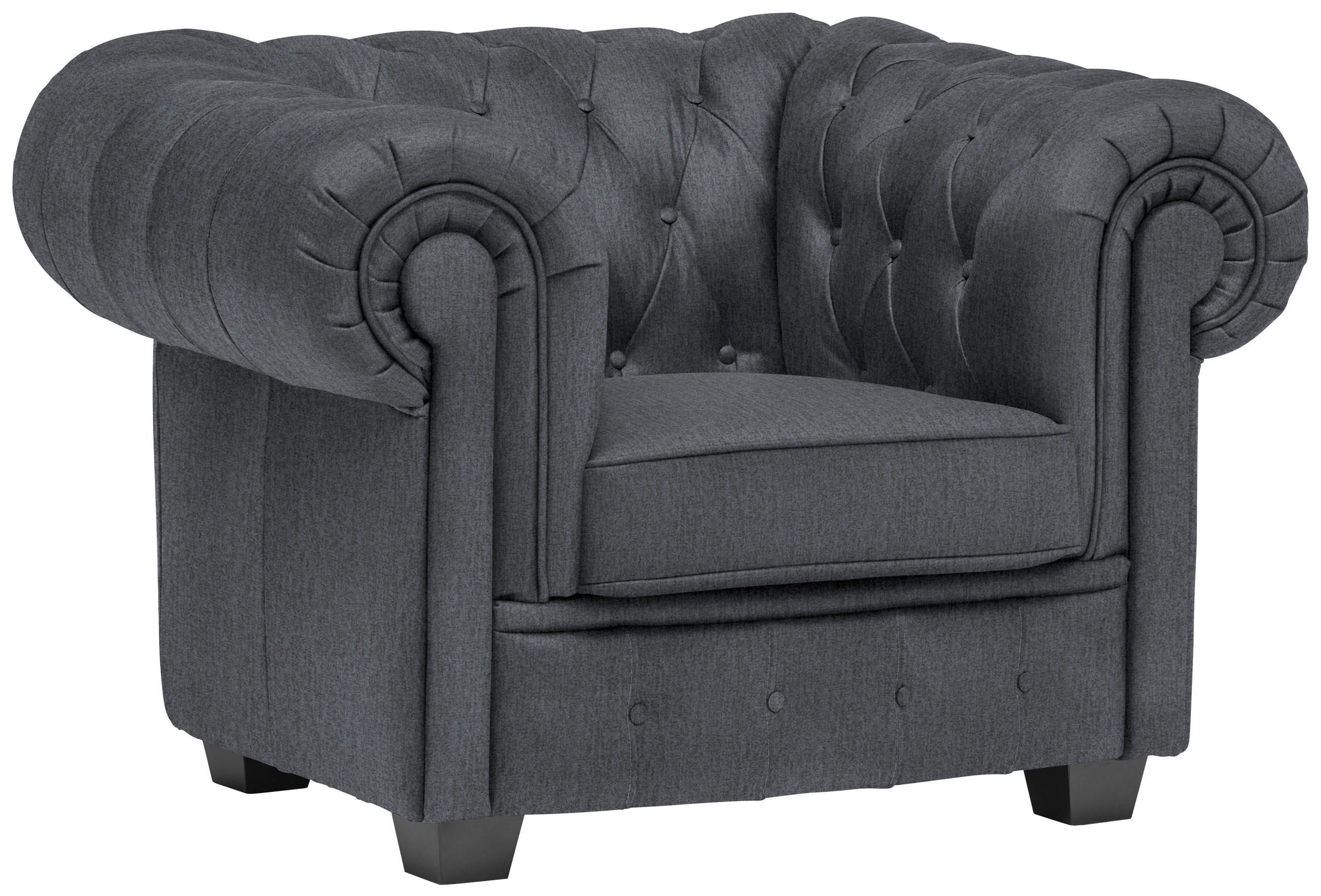 CHESTERFIELD-SESSEL - Wengefarben/Grau, LIFESTYLE, Holz/Textil (115/76,5/96cm) - Landscape