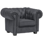 CHESTERFIELD-SESSEL - Wengefarben/Grau, LIFESTYLE, Holz/Textil (115/76,5/96cm) - Landscape