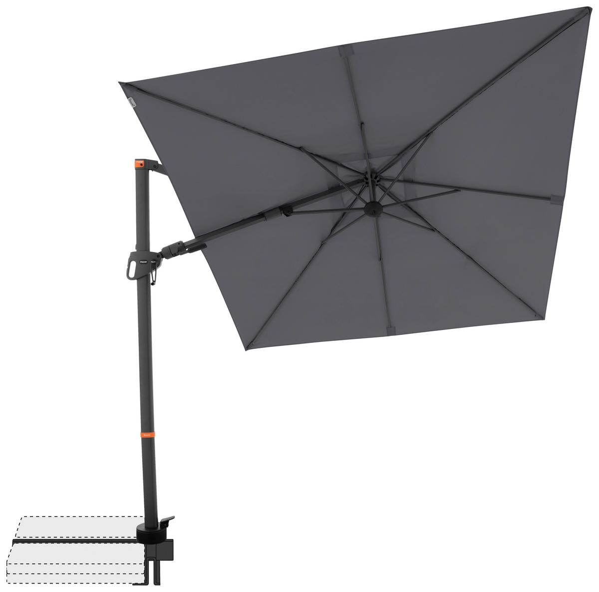 AMPELSCHIRM 210x210 cm  - Anthrazit, Basics, Textil/Metall (210/210cm) - Doppler