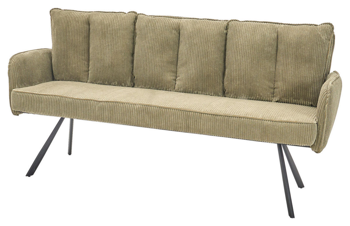 SITZBANK 180/93/67 cm Cord Olivgrün  - Schwarz/Olivgrün, Design, Textil/Metall (180/93/67cm) - Novel