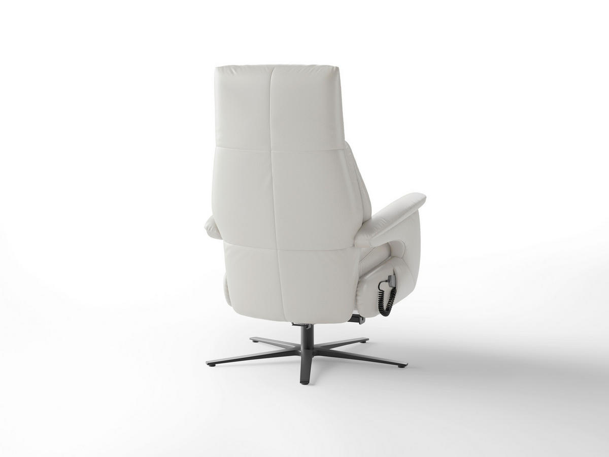 RELAXSESSEL Leder Weiss  - Weiss/Schwarz, Basics, Leder/Metall (75/110/85cm) - Sit & More