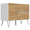 SIDEBOARD Posseik Industrial  in 99/75,8/42 cm  - Eichefarben/Weiß Hochglanz, Design, Holzwerkstoff/Metall (99/75,8/42cm) - P & B