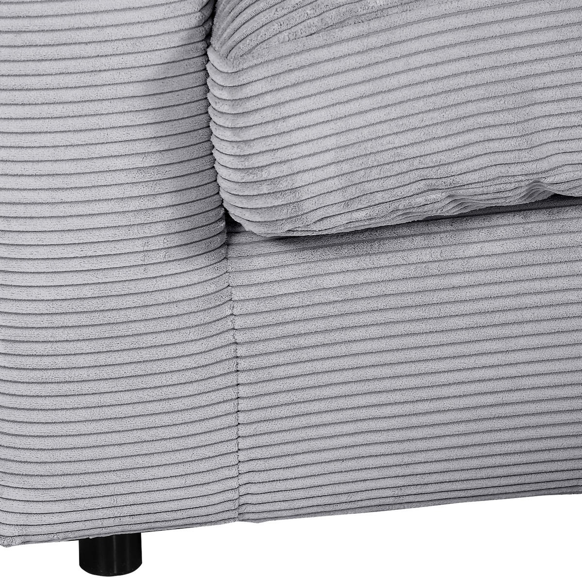 ECKSOFA Hellgrau Cord  - Hellgrau/Schwarz, Design, Kunststoff/Textil (235/175cm) - Carryhome