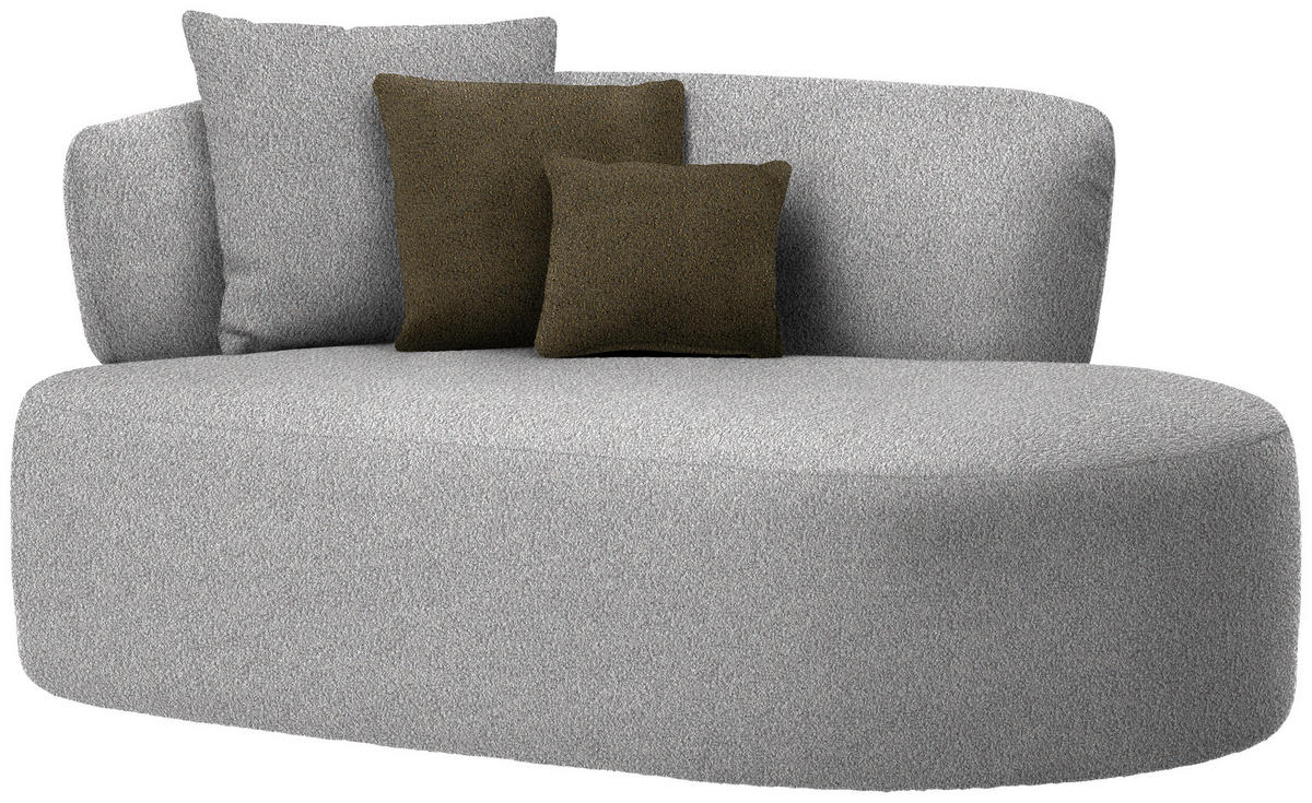 RÉCAMIERE in Bouclé Taupe, Olivgrün  - Taupe/Schwarz, MODERN, Kunststoff/Textil (166/86/105cm) - Hom`in