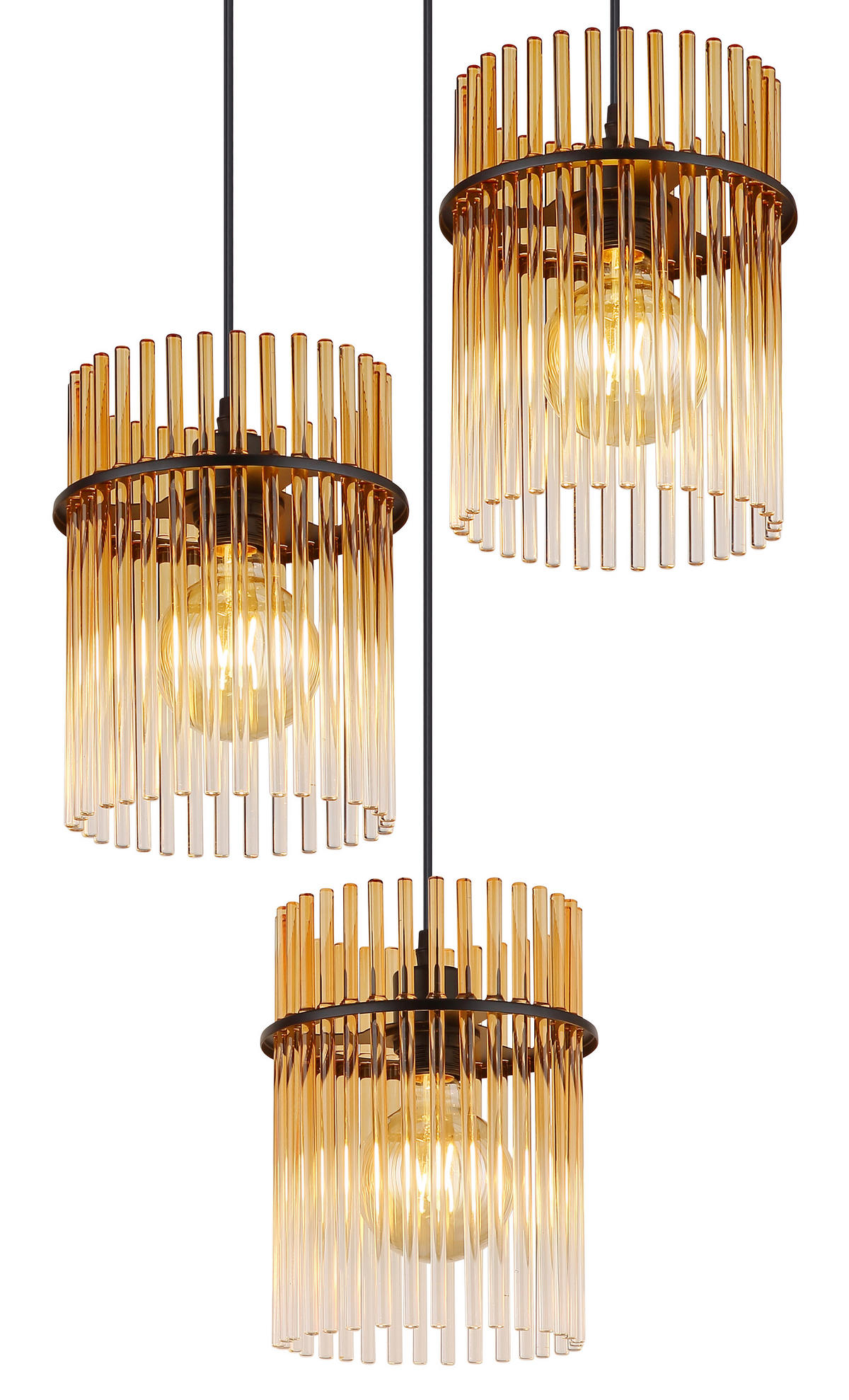 ZÁVĚSNÉ SVÍTIDLO, 47/140 cm  - jantarové barvy/černá, Basics, kov/plast (47/140cm) - Globo