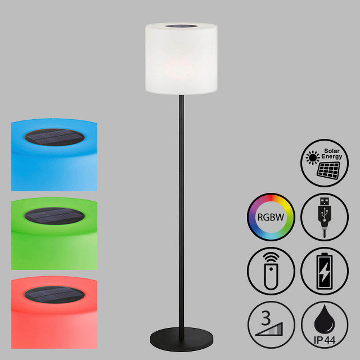 AKKU-STEHLEUCHTE 34/150 cm    - Schwarz/Weiß, Design, Glas/Kunststoff (34/150cm) - Schöner Wohnen