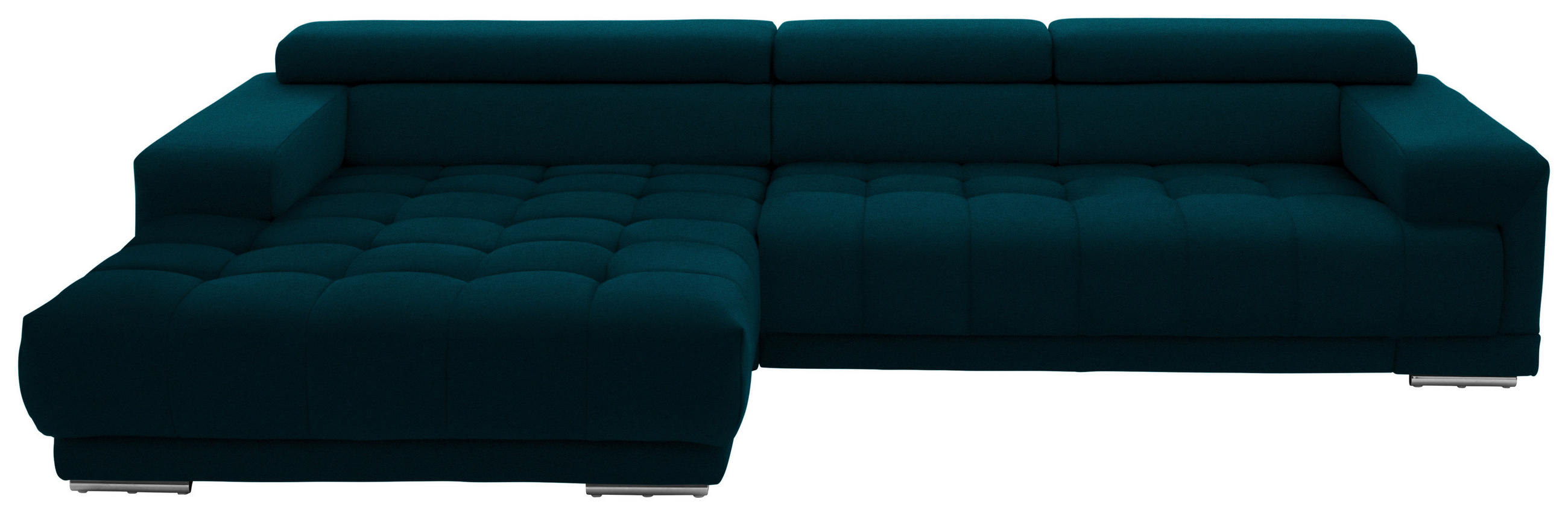 ECKSOFA Mikrofaser Petrol  - Silberfarben/Petrol, Design, Textil/Metall (190/335cm) - Beldomo Speed