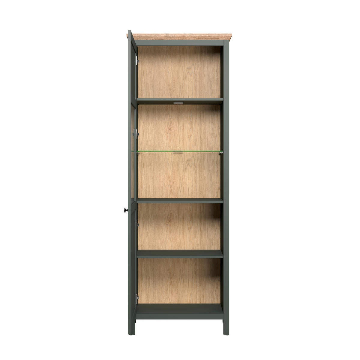 VITRINE STANTON in Waldgrün  - Waldgrün/Schwarz, Design, Glas/Holzwerkstoff (69/198/39cm) - MID.YOU