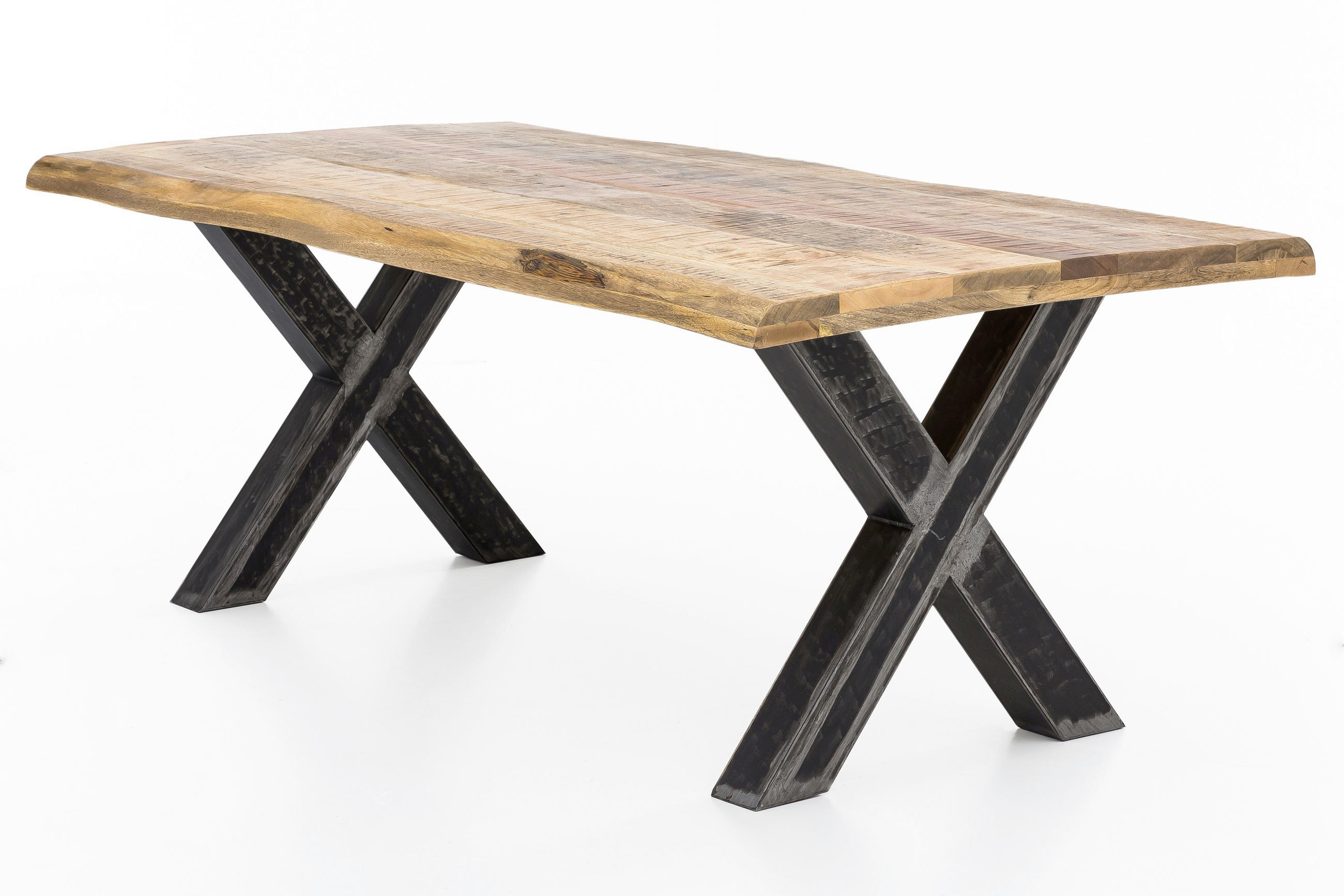 ESSTISCH 240/100/76 cm Echtholz  Holz, Metall rechteckig Naturfarben, Schwarz  - Schwarz/Naturfarben, MODERN, Holz/Metall (240/100/76cm) - MID.YOU