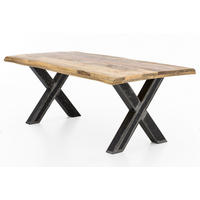 ESSTISCH 240/100/76 cm Echtholz  Holz, Metall rechteckig Naturfarben, Schwarz  - Schwarz/Naturfarben, MODERN, Holz/Metall (240/100/76cm) - MID.YOU