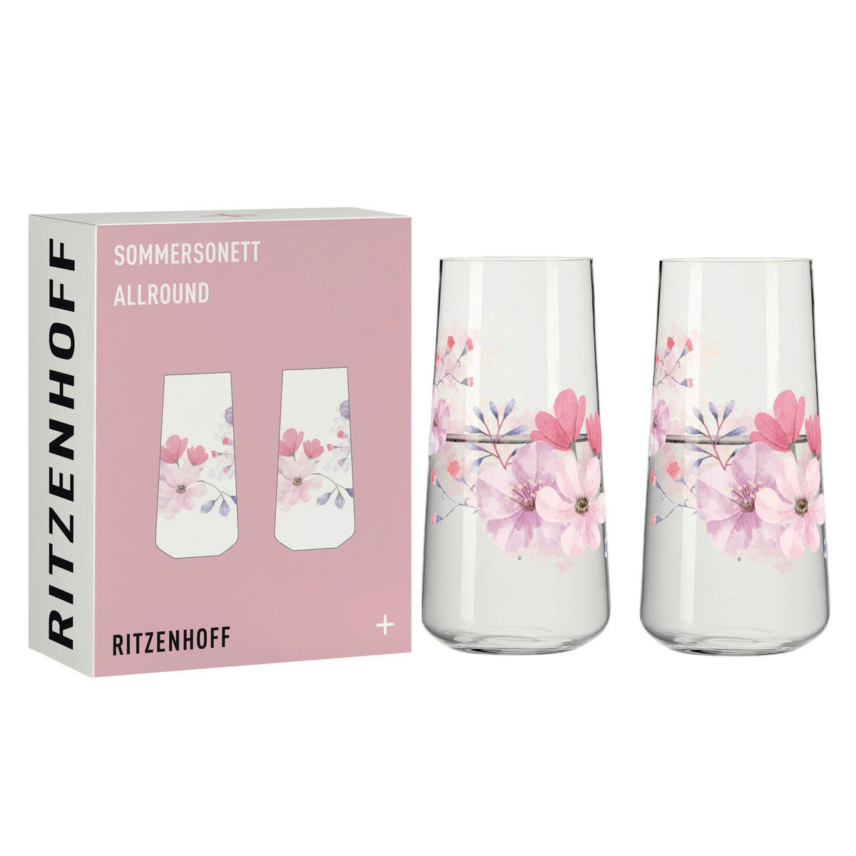 GLÄSERSET Sommersonett  2-teilig  - Pink/Transparent, Design, Glas (8.2/16.6cm) - Ritzenhoff