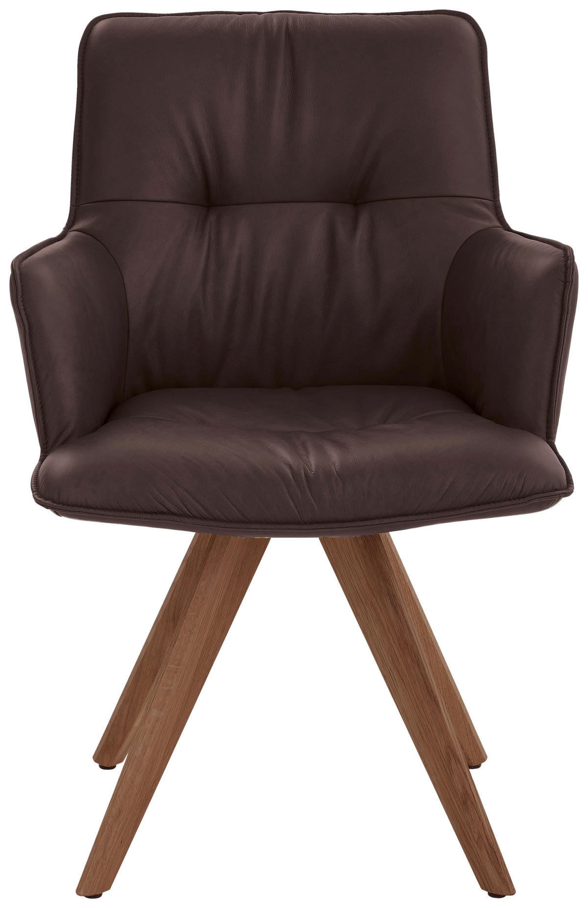 ARMLEHNSTUHL  in Echtleder pigmentiert  - Dunkelbraun/Nussbaumfarben, Design, Leder/Holz (59/89/63cm) - Dieter Knoll