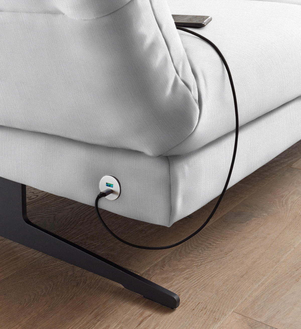 ECKSOFA in Flachgewebe Creme  279-327/176-217 cm  - Creme/Schwarz, Design, Textil/Metall (279-327/176-217cm) - Dieter Knoll