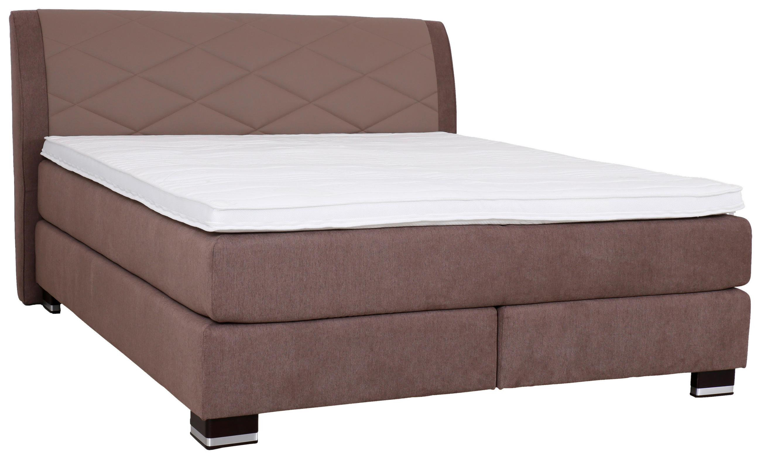BOXSPRINGBETT 180/200 cm  in Graubraun  - Wengefarben/Graubraun, Design, Textil (180/200cm) - Beldomo - Sleep