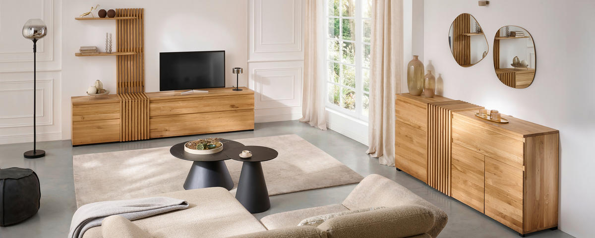 WOHNWAND  in Eichefarben  248,8/175,3/44 cm    - Eichefarben, Natur, Holz (248,8/175,3/44cm) - Linea Natura