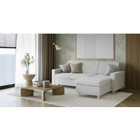 ECKSOFA Flachgewebe Hellgrau  - Buchefarben/Hellgrau, Design, Holz/Textil (227/156cm) - MID.YOU