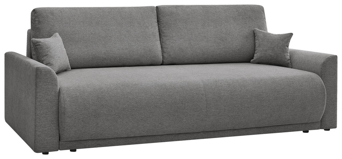 SCHLAFSOFA KIMMY Struktur Grau  inkl. Zierkissen, Rückenkissen, Bettkasten  - Schwarz/Grau, Design, Kunststoff/Textil (234/90/103cm) - P & B