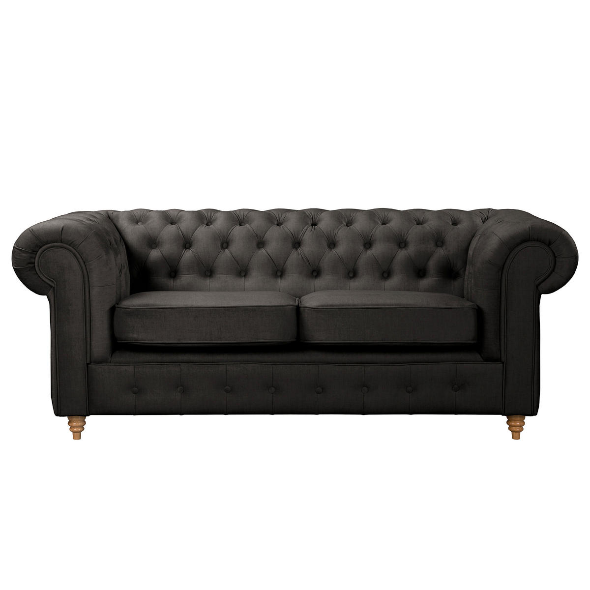 2-SITZER-SOFA Laura in Mikrofaser Anthrazit  - Anthrazit/Braun, Design, Holz/Textil (190/75/91cm) - P & B