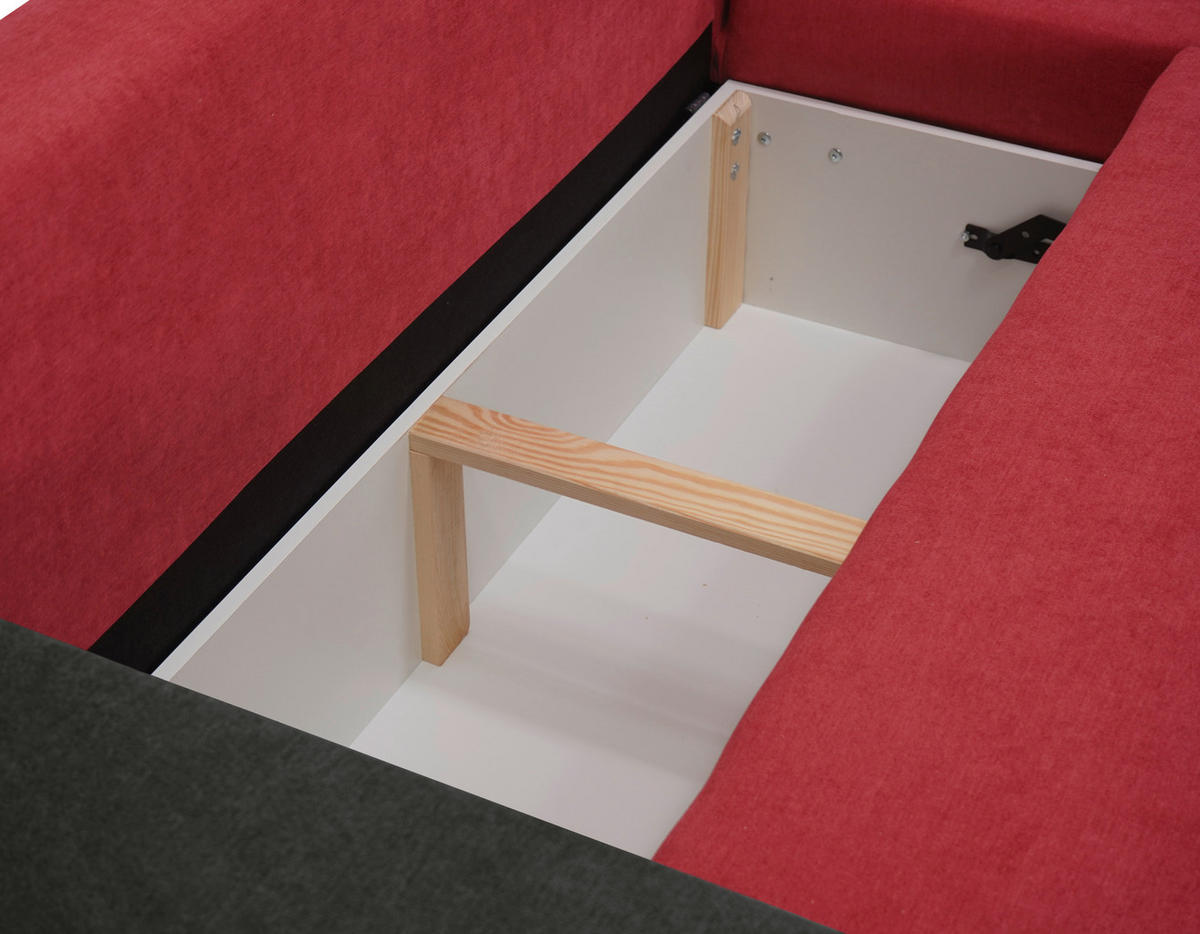 ECKSOFA in Mikrofaser Anthrazit, Rot  178/248 cm  - Anthrazit/Rot, Design, Kunststoff/Textil (178/248cm) - MID.YOU