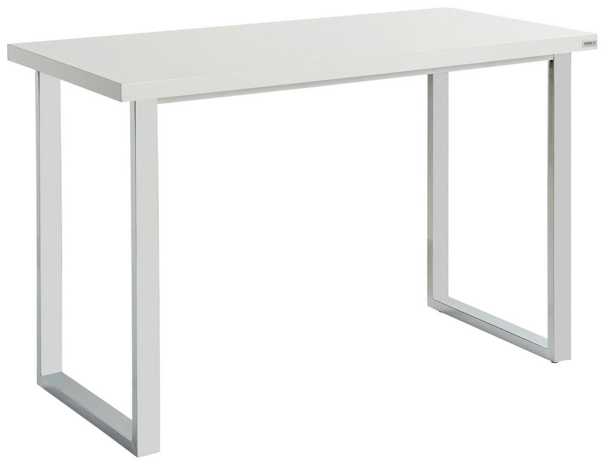 PISALNA MIZA kovina, leseni material bela, visoki sijaj  - bela/visoki sijaj, Design, kovina/leseni material (120/60/76cm) - Hom`in