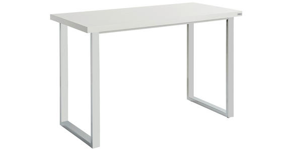SCHREIBTISCH 120/60/76 cm Weiß Hochglanz  - Weiß Hochglanz/Weiß, Design, Holzwerkstoff/Metall (120/60/76cm) - Hom`in