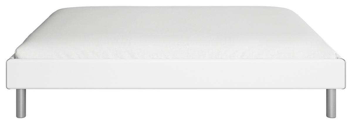 BETT 160/200 cm  in Weiss   - Weiss/Alufarben, Design, Holzwerkstoff/Metall (160/200cm) - Carryhome