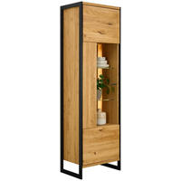 VITRINE Eichefarben  60/201/42 cm  - Eichefarben/Schwarz, Natur, Glas/Holz (60/201/42cm) - Linea Natura