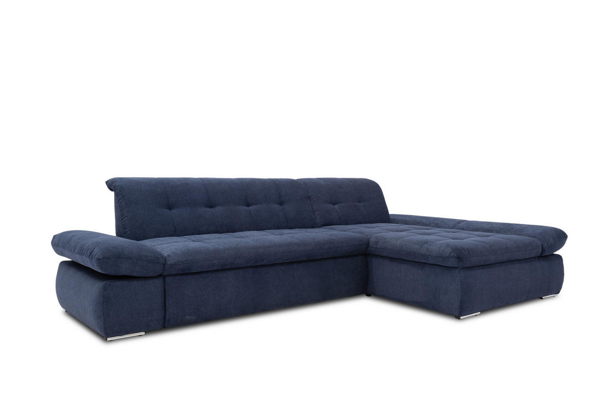 ECKSOFA in Mikrofaser Dunkelblau  300/172 cm  - Chromfarben/Dunkelblau, KONVENTIONELL, Textil/Metall (300/172cm) - MID.YOU