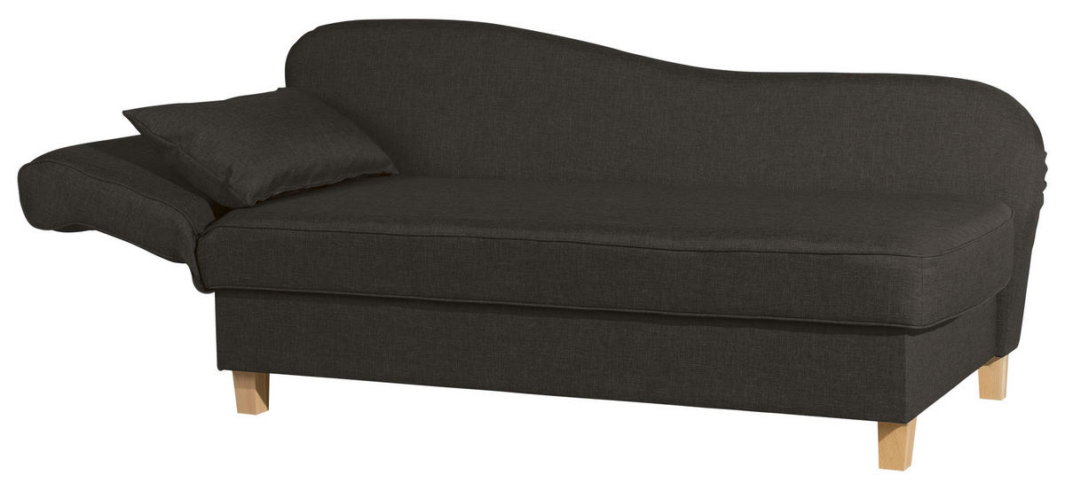 RÉCAMIERE in Flachgewebe Dunkelbraun  - Dunkelbraun/Buchefarben, Design, Holz/Textil (190/88/82cm) - Max Winzer