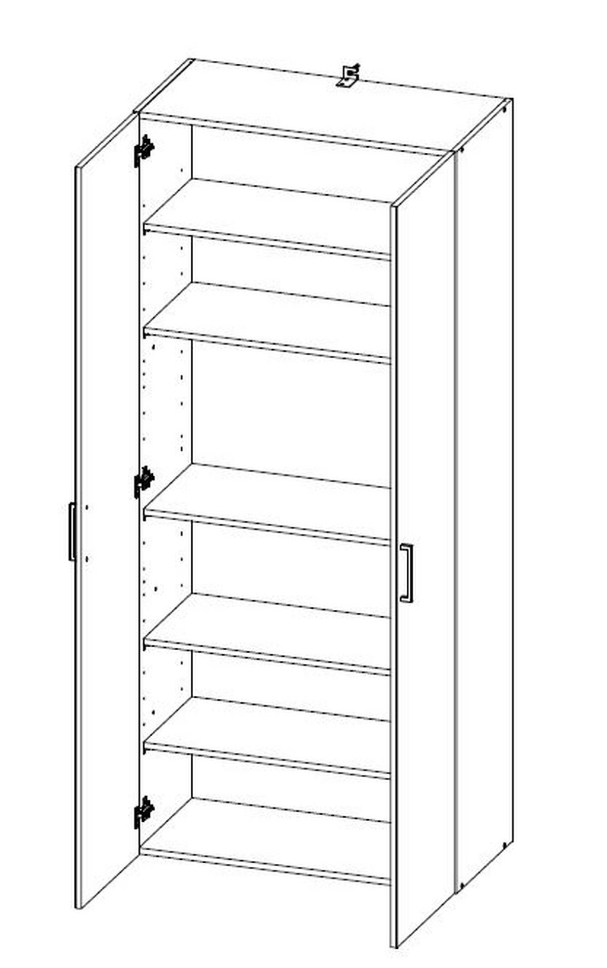 VEČNAMENSKA OMARA, bela - bela/barve aluminija, Basics, umetna masa/leseni material (70/185/40cm) - Xora