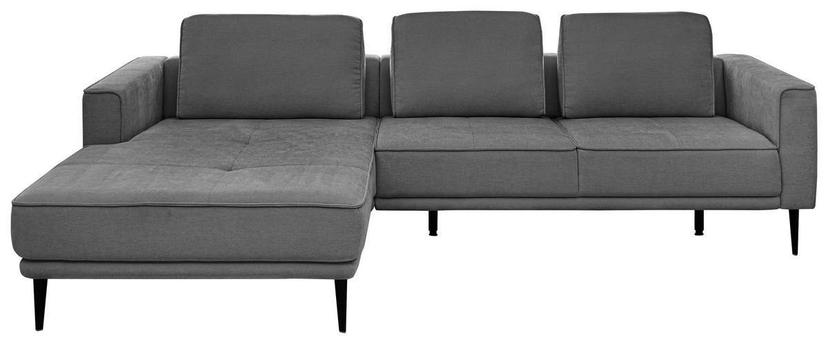 ECKSOFA Anthrazit Flachgewebe  - Anthrazit/Schwarz, KONVENTIONELL, Textil/Metall (193/279cm) - SetOne by Musterring