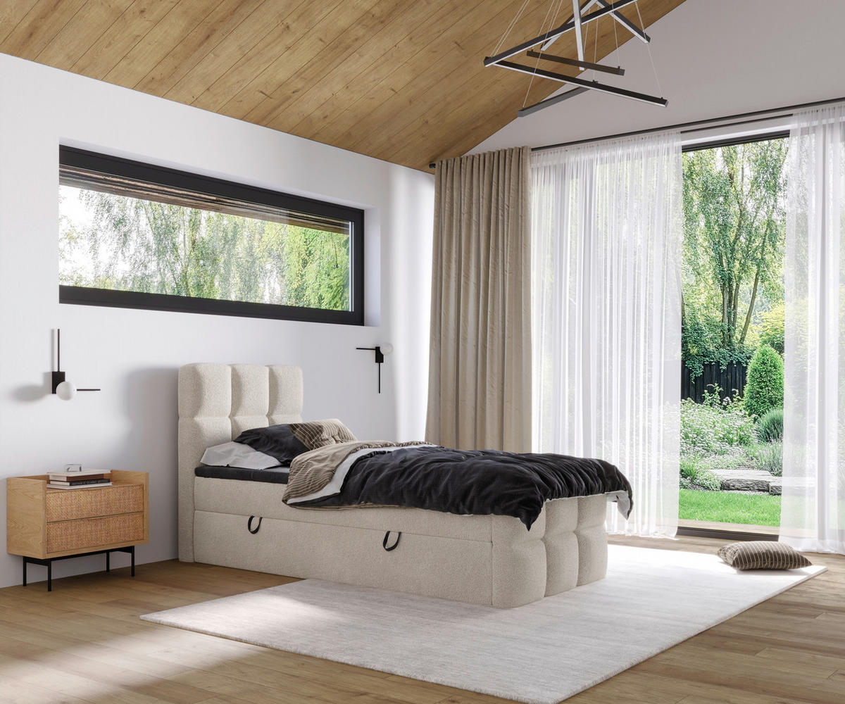 BOXBETT 100/200 cm  in Beige  - Beige/Schwarz, Design, Holzwerkstoff/Kunststoff (100/200cm) - Xora