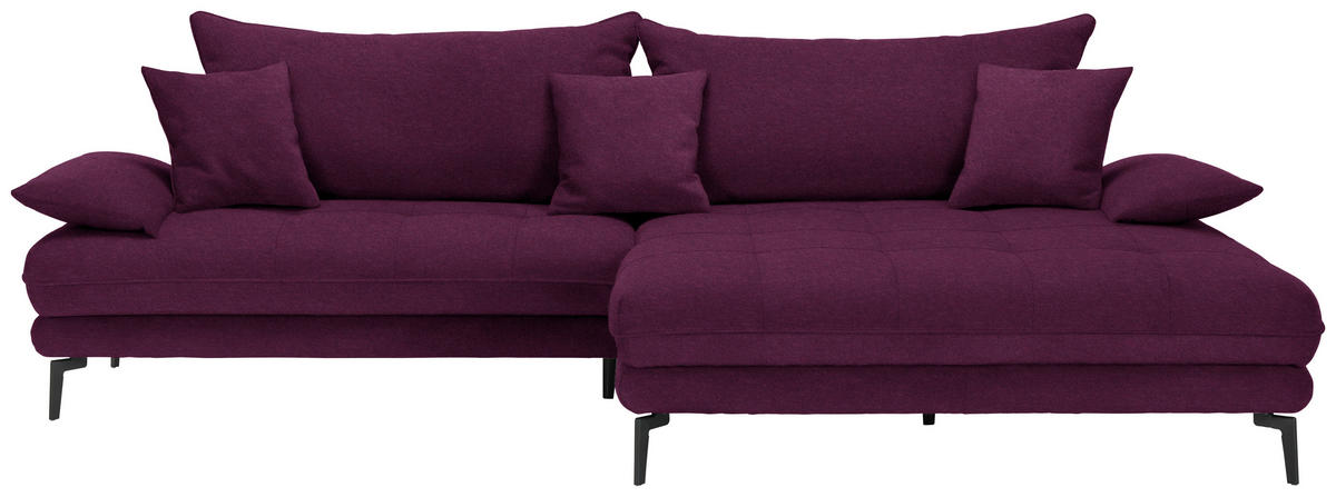 ECKSOFA PRATO Beere Mikrofaser  - Beere/Schwarz, MODERN, Textil/Metall (292/176cm) - MID.YOU