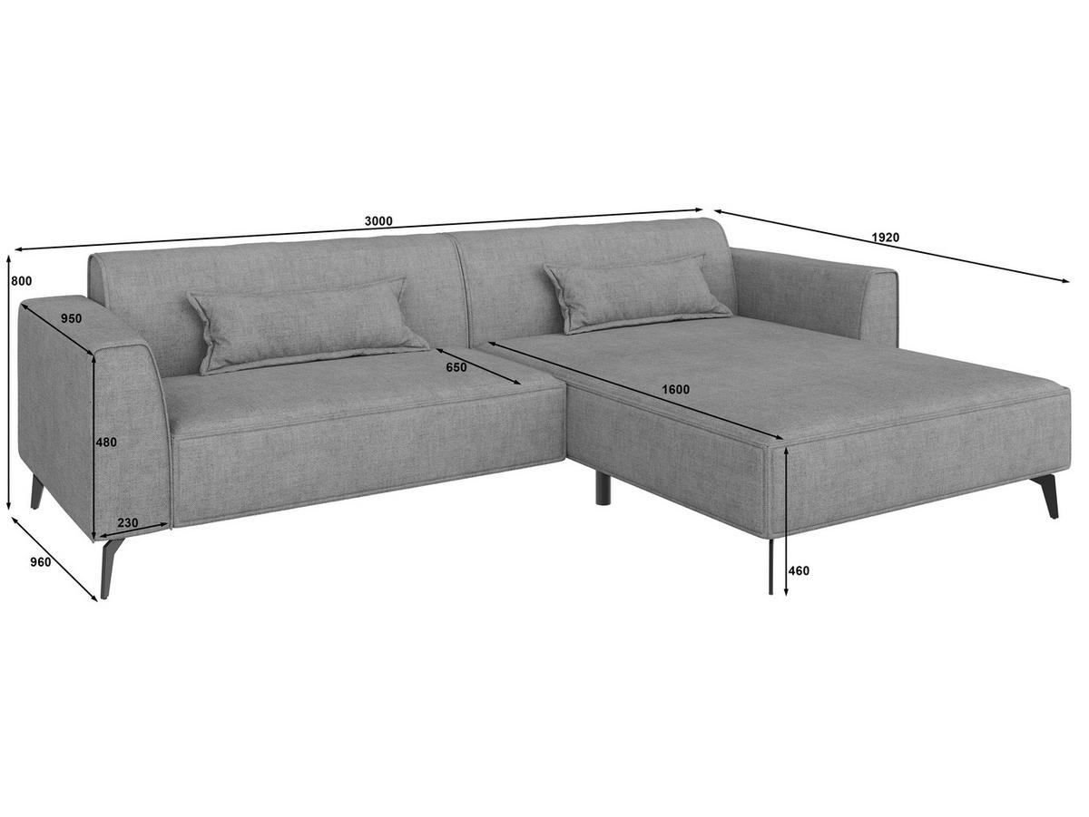 ECKSOFA  in Chenille Naturfarben  300/190 cm  - Hellbraun/Schwarz, MODERN, Textil/Metall (300/190cm) - Carryhome