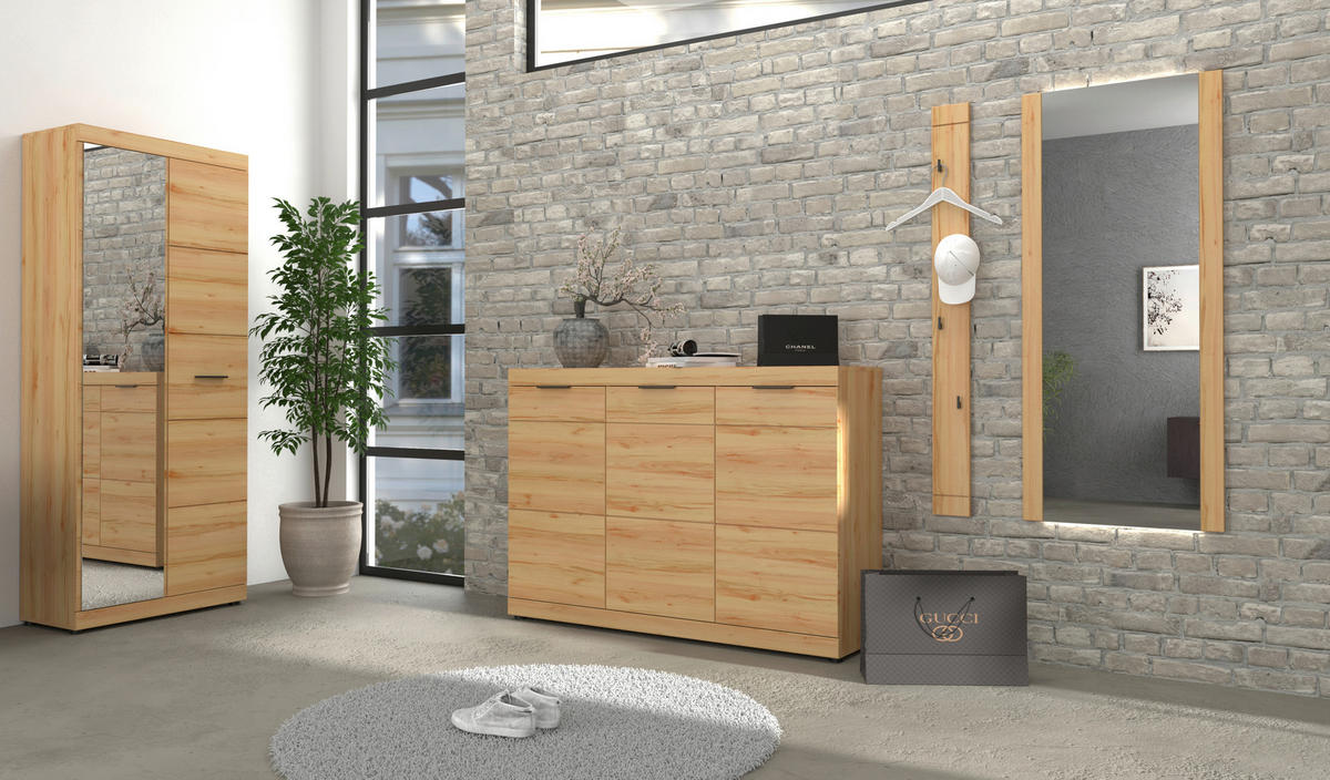 GARDEROBE  in 215/200/40 cm  - Buchefarben, KONVENTIONELL, Glas/Holzwerkstoff (215/200/40cm) - Cantus