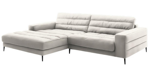 ECKSOFA in Cord Weiß 207/296 cm - Schwarz/Weiß, Design, Textil/Metall (207/296cm) - Dieter Knoll