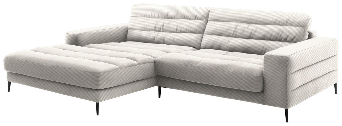 ECKSOFA in Cord Weiss  - Weiss/Schwarz, Design, Textil/Metall (207/296cm) - Dieter Knoll