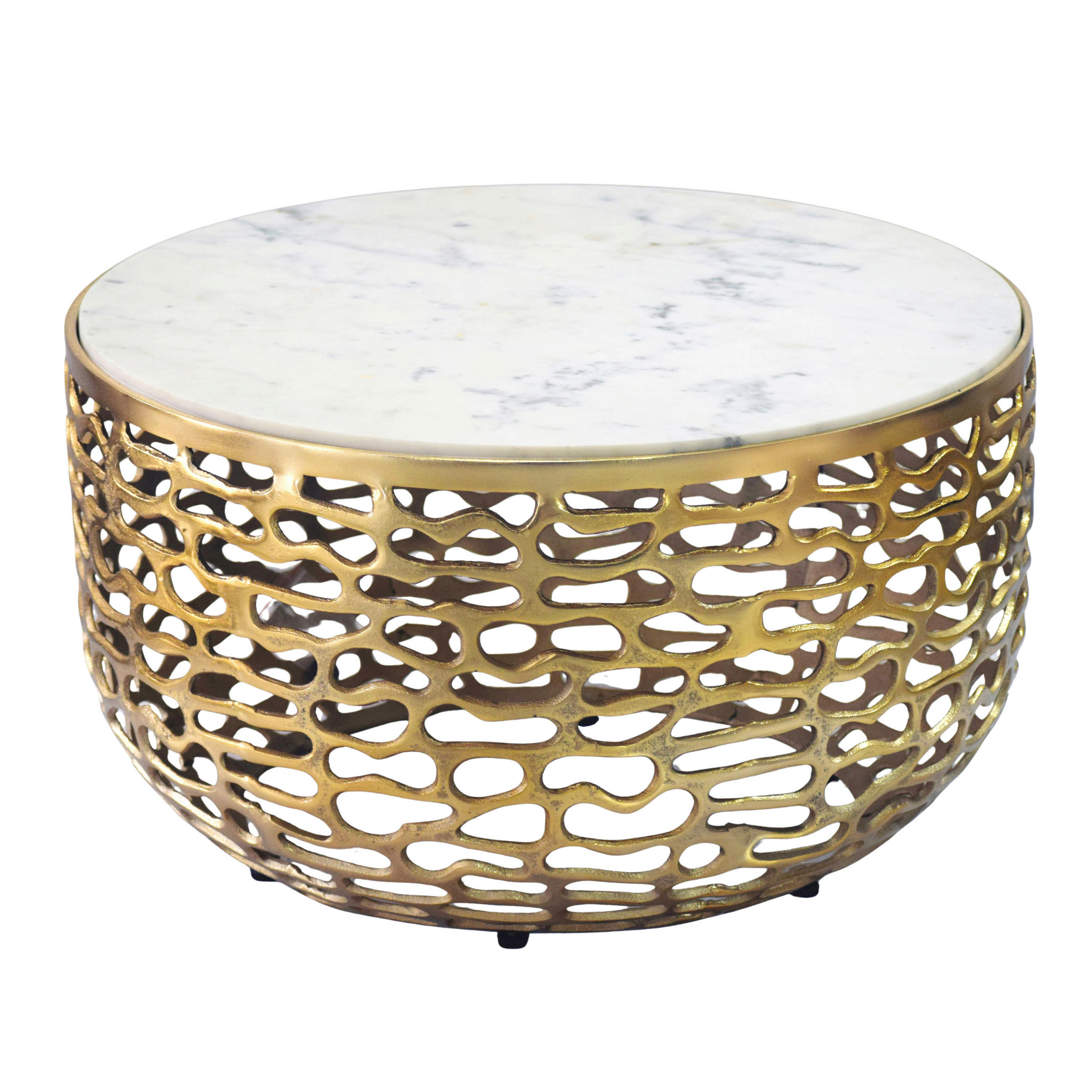 COUCHTISCH 60/60/35 cm rund Goldfarben  - Goldfarben, Design, Stein/Metall (60/60/35cm) - Livetastic